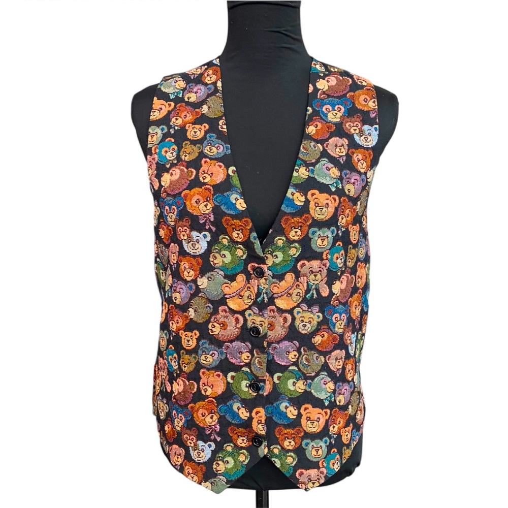Vintage Colorful Bear Pattern Vest by Idea Nuova